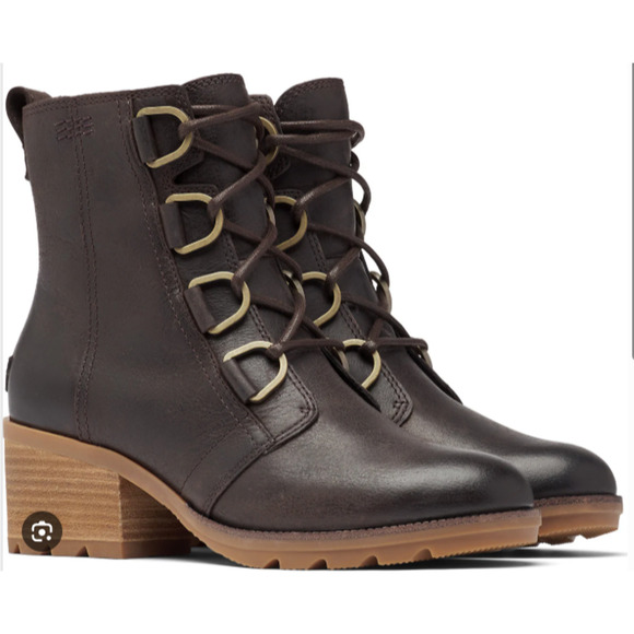 Sorel Cate Lace Women's Brown Leather Waterproof Winter Boots Size 9 NEW